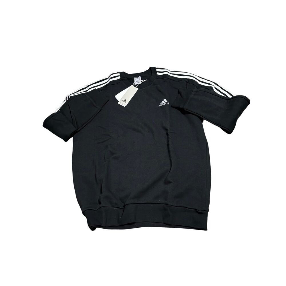 Adidas Men's Essentials 3-Stripes Fleece Sweatshirt Black Size L New With Tags